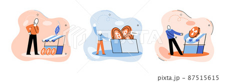 Cryptocurrency exchange platform, marketplace, bitcoin transactions, result of computer calculations 87515615