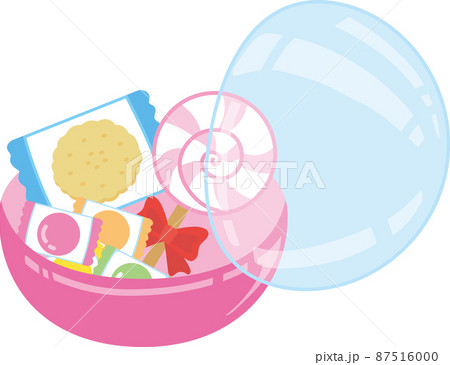 ガチャポンカプセルに入ったお菓子色々_カプセル半開き ガチャポンカプセルに入ったお菓子色々_カプセル半開き 87516000