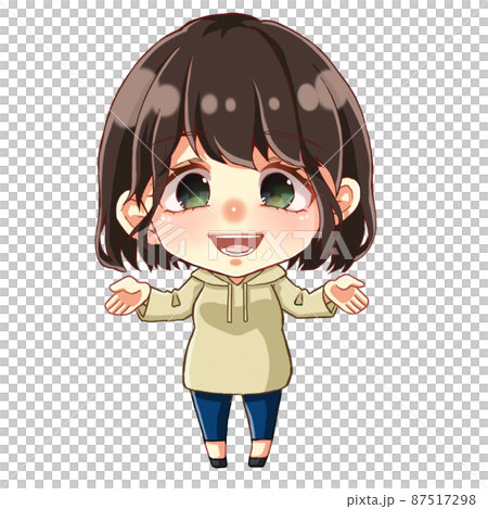 両手を広げて笑う笑う女性 イラストのイラスト素材