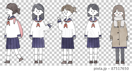 Person illustration set_high school girl Person illustration set_high school girl 87517650