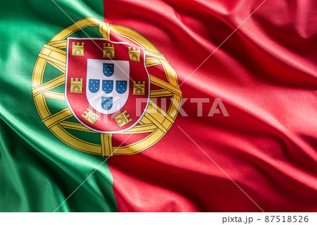 Waving flag of Portugal. National symbol of country and state 87518526