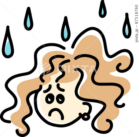 湿気による癖毛に悩む女性 イラスト 湿気による癖毛に悩む女性 イラスト 87518760