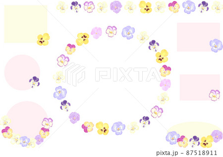 水彩パンジーのフレーム　円 87518911