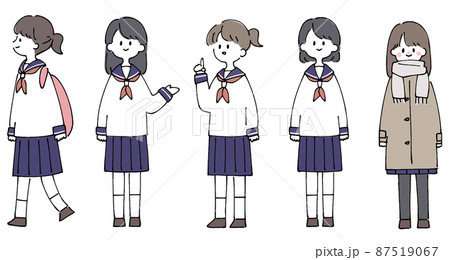 人物イラストセット_女子高生 人物イラストセット_女子高生 87519067