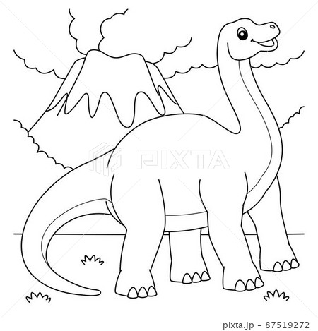 Brontosaurus Coloring Page for Kidsのイラスト素材 [87519272] - PIXTA