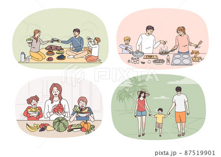 Bundle of happy loving family with kids relaxing  87519901