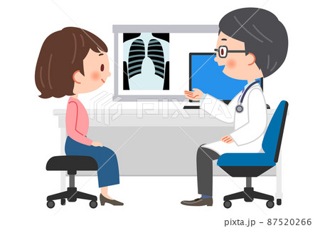 診察する医師と患者の女性のイラスト 87520266