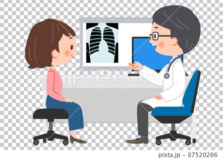 診察する医師と患者の女性のイラスト 87520266