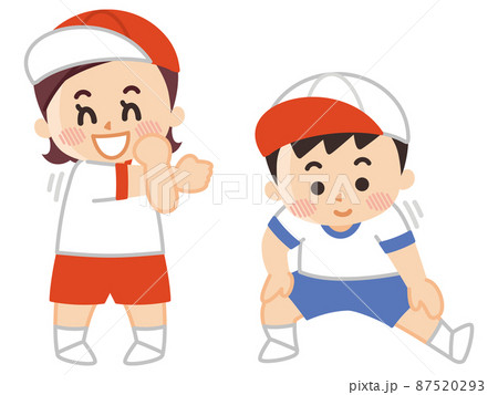 運動会の子供　準備運動　体育　ストレッチ 87520293