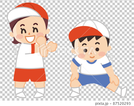 運動会の子供　準備運動　体育　ストレッチ 87520293