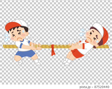 綱引きをする子供　運動会　体育 87520440