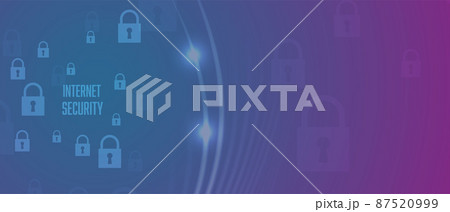 internet digital security technology concept for business background. Lock on circuit board 87520999