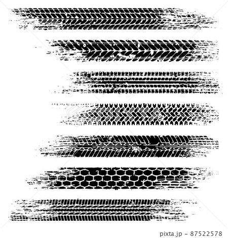 Tire tracks grunge set arrow shape 87522578