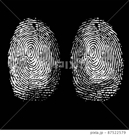 Fingerprint ID woman and man white silhouettes 87522579