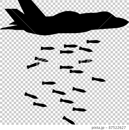 戦闘機　ミサイル　爆撃　シルエット　空爆 テロ 爆発 戦争のイラスト素材 87522627