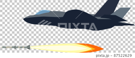 戦闘機　ミサイル　爆撃　空爆 テロ 爆発 戦争のイラスト素材 87522629