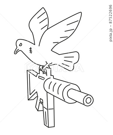 An armed dove in flight. Pigeon sticker in outline. An armed dove in flight. Pigeon sticker in outline. 87522696