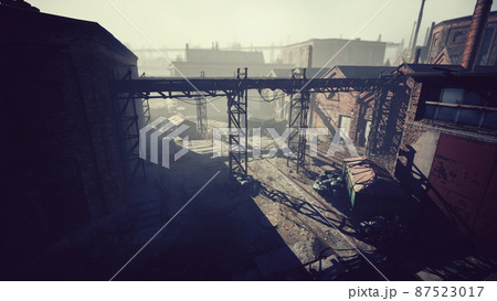 Old destroyed an abandoned factory 87523017