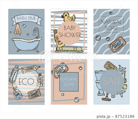 Bath doodle vector illustration. Hand draw banners of home bathroom hygiene accessories. Sketch icons for hotels, plumbing and cosmetics stores Bath doodle vector illustration. Hand draw banners of home bathroom hygiene accessories. Sketch icons for hotels, plumbing and cosmetics stores 87523186