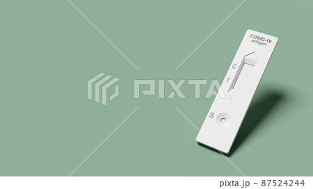 Corona virus antigen fast test. Lab card kit test for COVID-19. 3d illustration Corona virus antigen fast test. Lab card kit test for COVID-19. 3d illustration 87524244