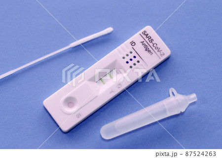 Positive test result by using rapid test device for COVID-19. 87524263