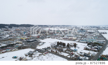 《岩手県》冬の奥州市前沢の街並み 《岩手県》冬の奥州市前沢の街並み 87527896