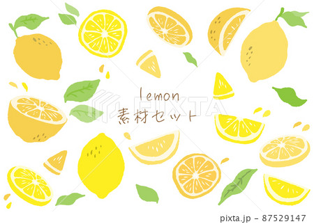 かわいい手描きのレモンのイラスト素材セット 87529147