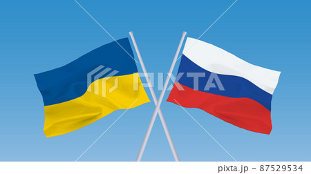 ロシアとウクライナの国旗 87529534