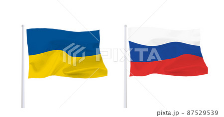 ロシアとウクライナの国旗 87529539