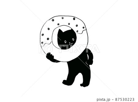 ドーナツの穴を覗く猫のイラスト素材 [87530223] - PIXTA
