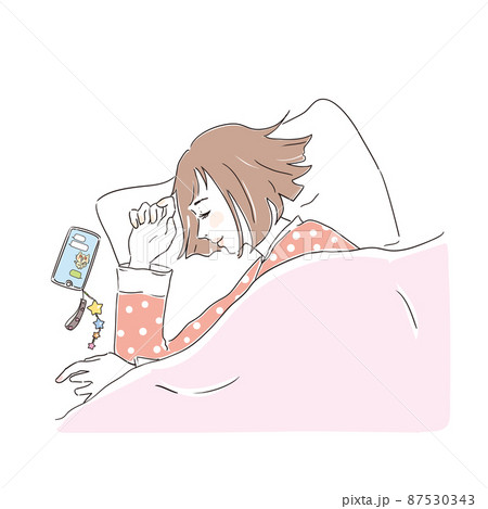 ベッドで安眠する若い女性 ベッドで安眠する若い女性 87530343