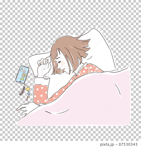 ベッドで安眠する若い女性 ベッドで安眠する若い女性 87530343