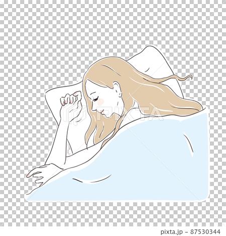 ベッドで安眠する美しい女性 ベッドで安眠する美しい女性 87530344