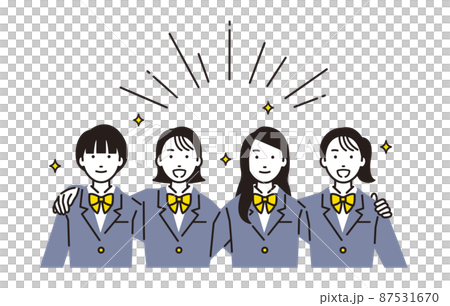 High school girls with shoulders crossed 87531670