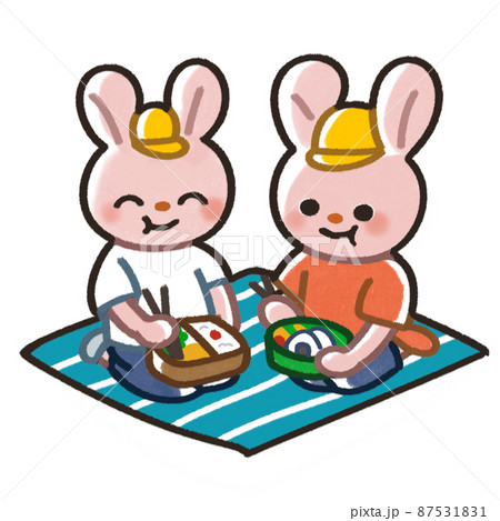 お弁当を食べるうさぎ 87531831