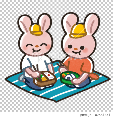 お弁当を食べるうさぎ 87531831