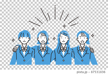 High school girls with shoulders crossed High school girls with shoulders crossed 87531836