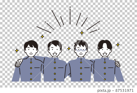 Junior high school boys crossing their shoulders 87531971