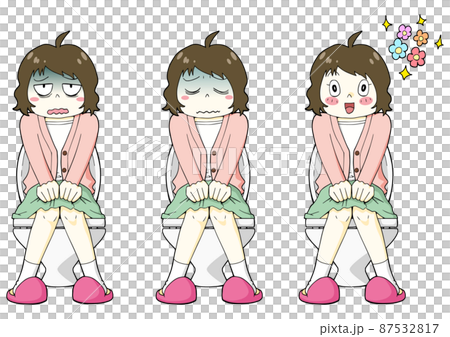 便秘,下痢,腹痛,快便の女の人のイラスト 87532817
