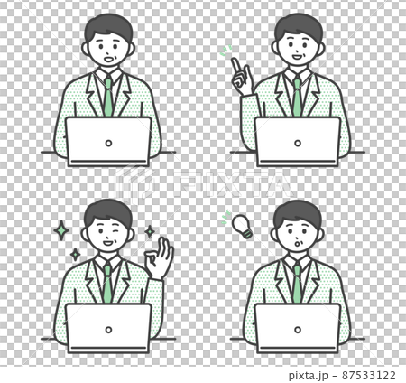 Illustration material for male employees to operate a personal computer Illustration material for male employees to operate a personal computer 87533122