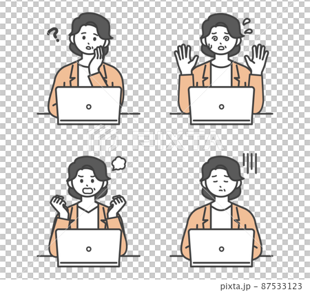 Illustration material for female employees to operate a personal computer Illustration material for female employees to operate a personal computer 87533123