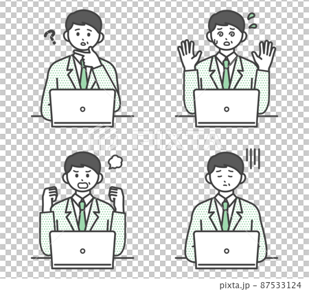 Illustration material for male employees to operate a personal computer Illustration material for male employees to operate a personal computer 87533124