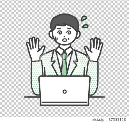 男性員工操作個人電腦的插圖素材 87533128