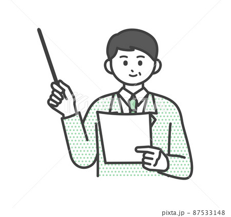 ビジネスパーソンが指し棒で説明するイラスト素材 ビジネスパーソンが指し棒で説明するイラスト素材 87533148