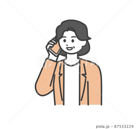 ビジネスパーソンがスマートフォンで連絡するイラスト素材 ビジネスパーソンがスマートフォンで連絡するイラスト素材 87533229