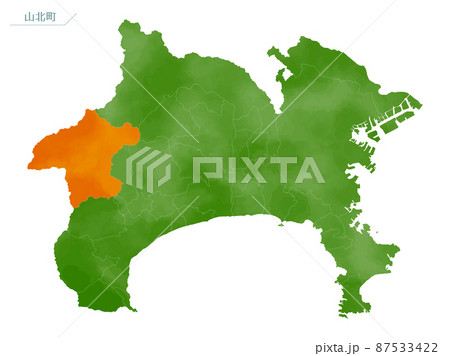 水彩風の地図 神奈川県 山北町 水彩風の地図 神奈川県 山北町 87533422