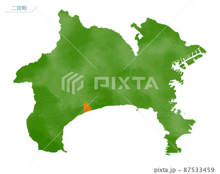 水彩風の地図 神奈川県 二宮町 水彩風の地図 神奈川県 二宮町 87533459