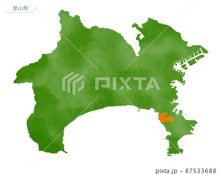 水彩風の地図　神奈川県　葉山町 87533688