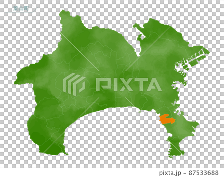 水彩風の地図　神奈川県　葉山町 87533688