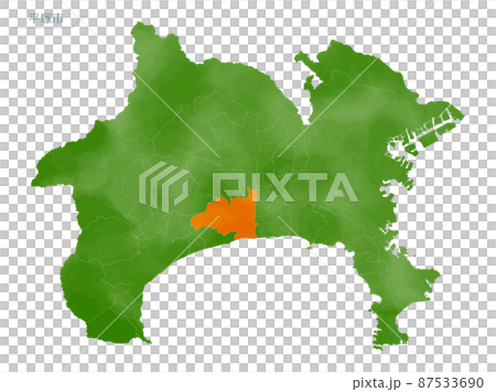 水彩風の地図　神奈川県　平塚市 87533690